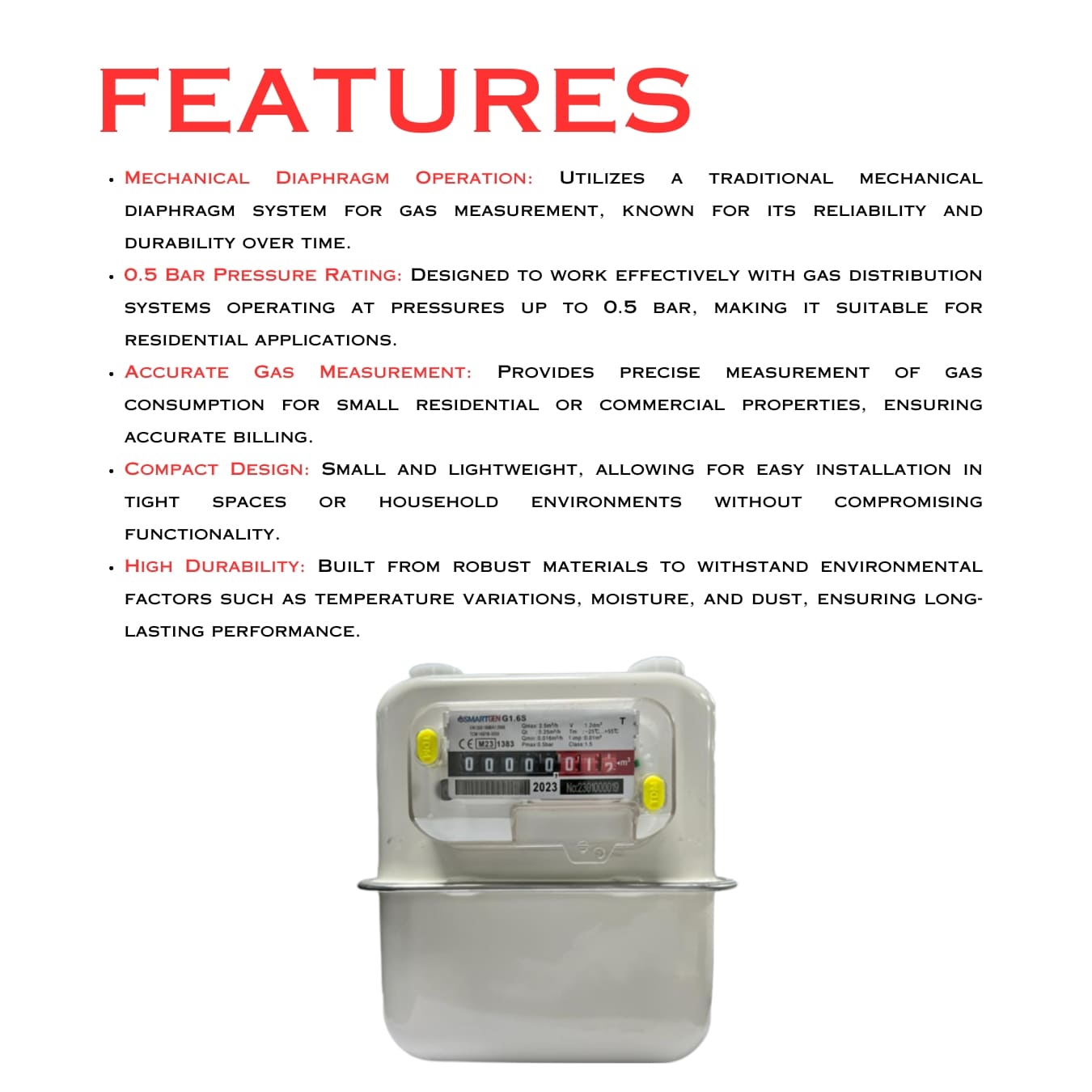 G1.6,Mechanical Diaphragm Gas Meter